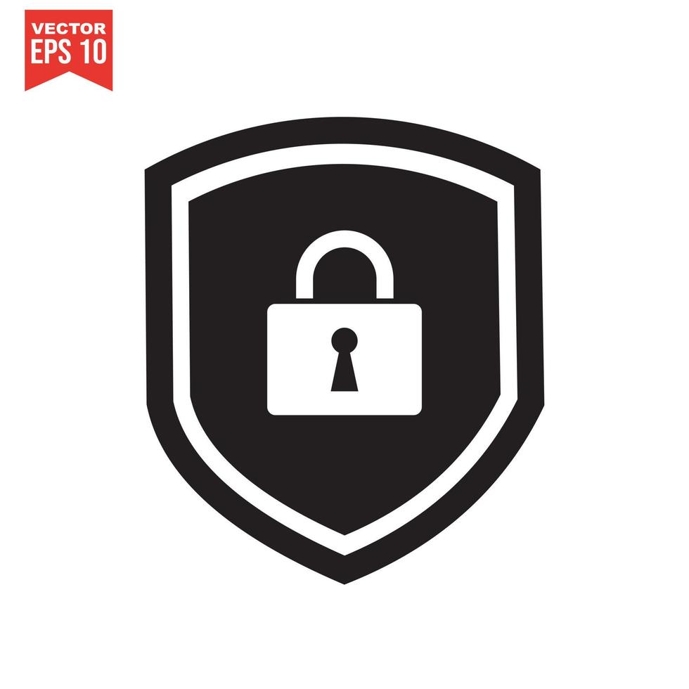 Set of security shield icons, security shields logotypes with check mark and padlock. Security shield symbols. Vector illustration.