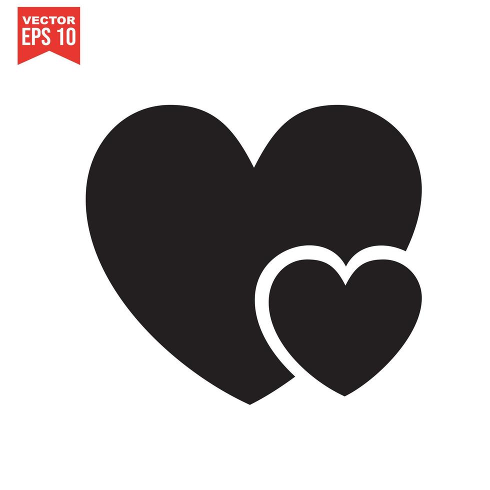 black heart icon on white background. Love logo heart illustration. vector