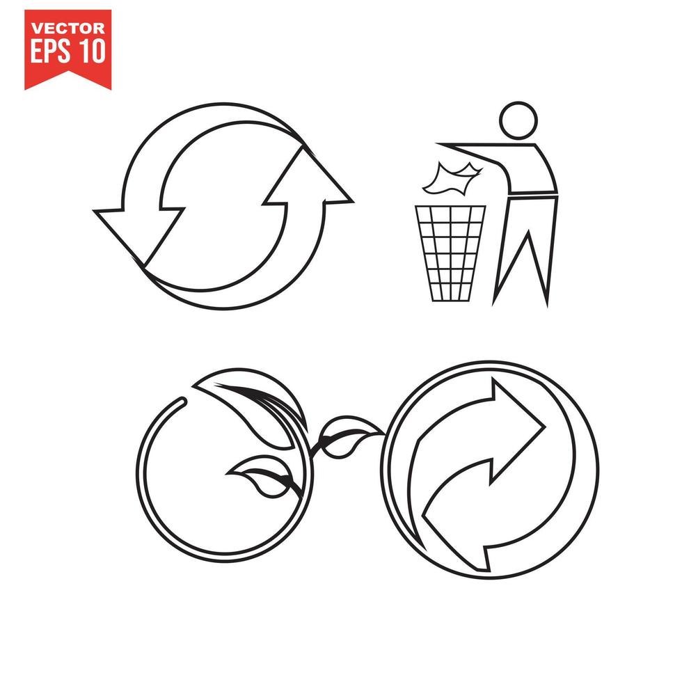 trash icons and recycle signs vector