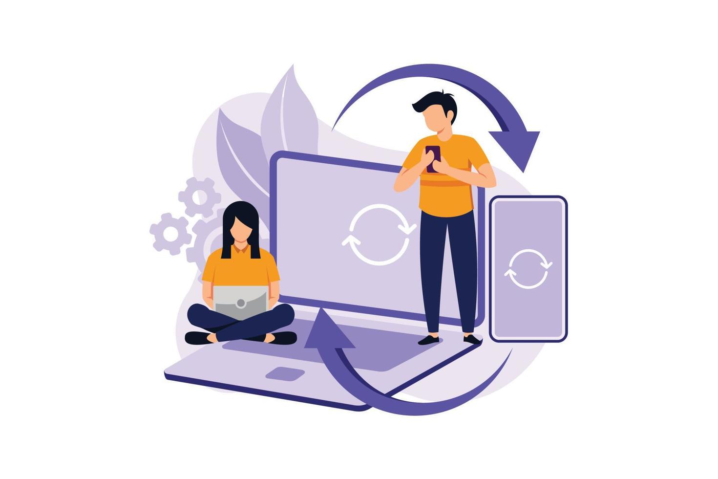 Cross-Device Syncing illustration exclusive design inspiration vector
