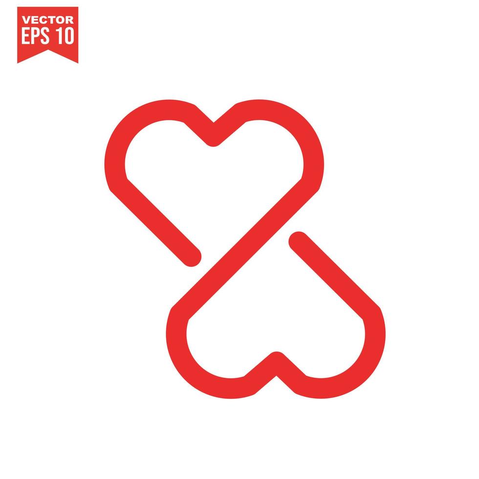 Red heart icon on white background. Love logo heart illustration. vector