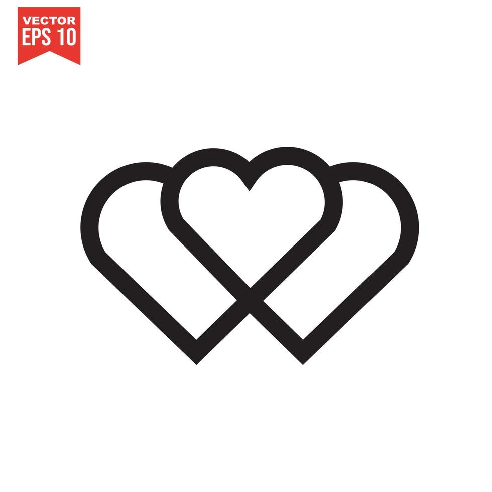 black heart icon on white background. Love logo heart illustration. vector