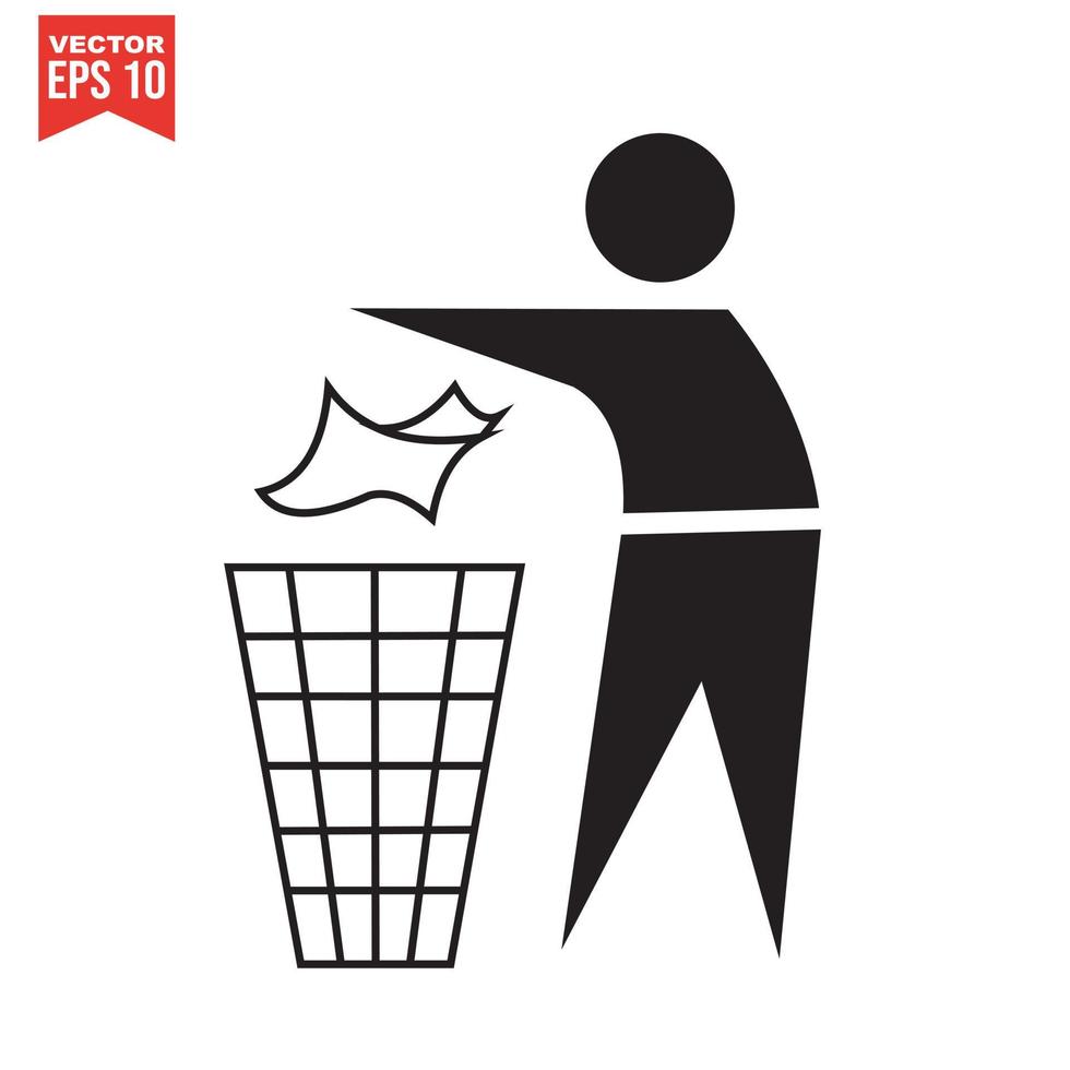 vector icon throw in the trash isolated on white background