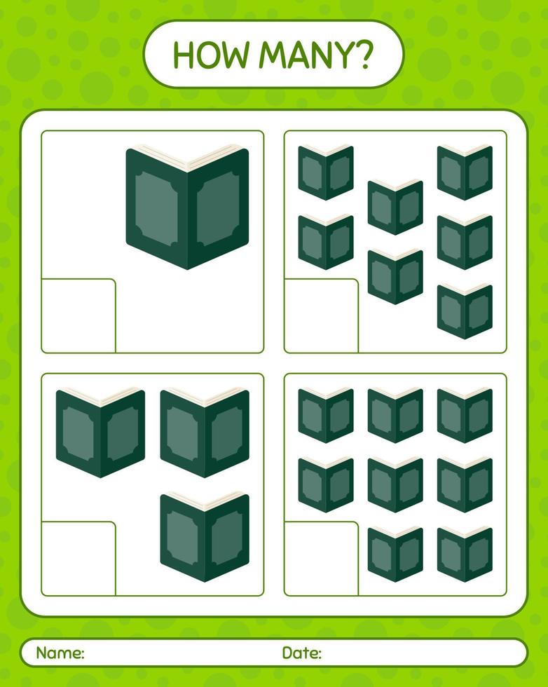 How many counting game with quran. worksheet for preschool kids, kids activity sheet, printable worksheet vector