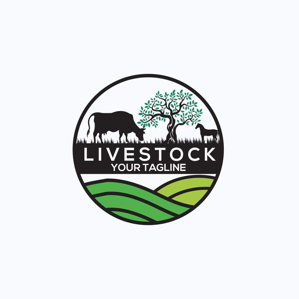 inspiración para el diseño del logotipo de ganado vector