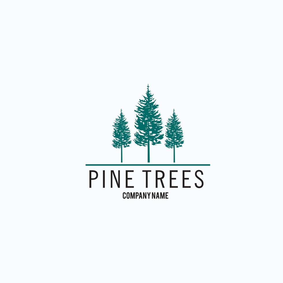 Ilustración de vector de plantilla de diseño de icono de logotipo de árbol de pino