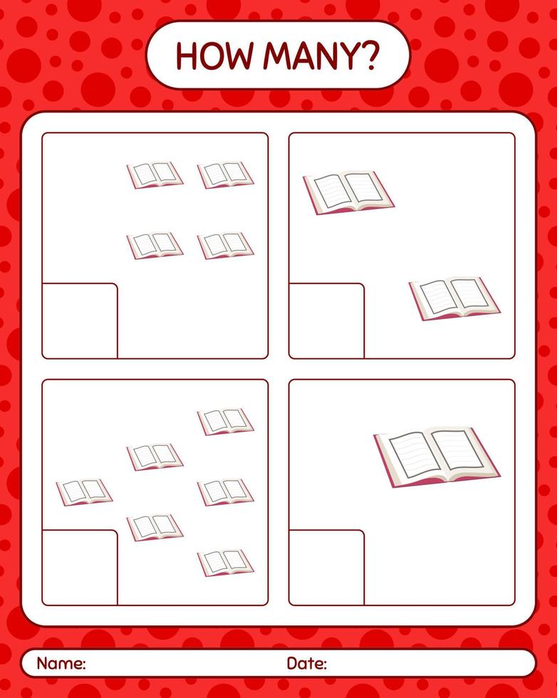 How many counting game with quran. worksheet for preschool kids, kids activity sheet, printable worksheet vector