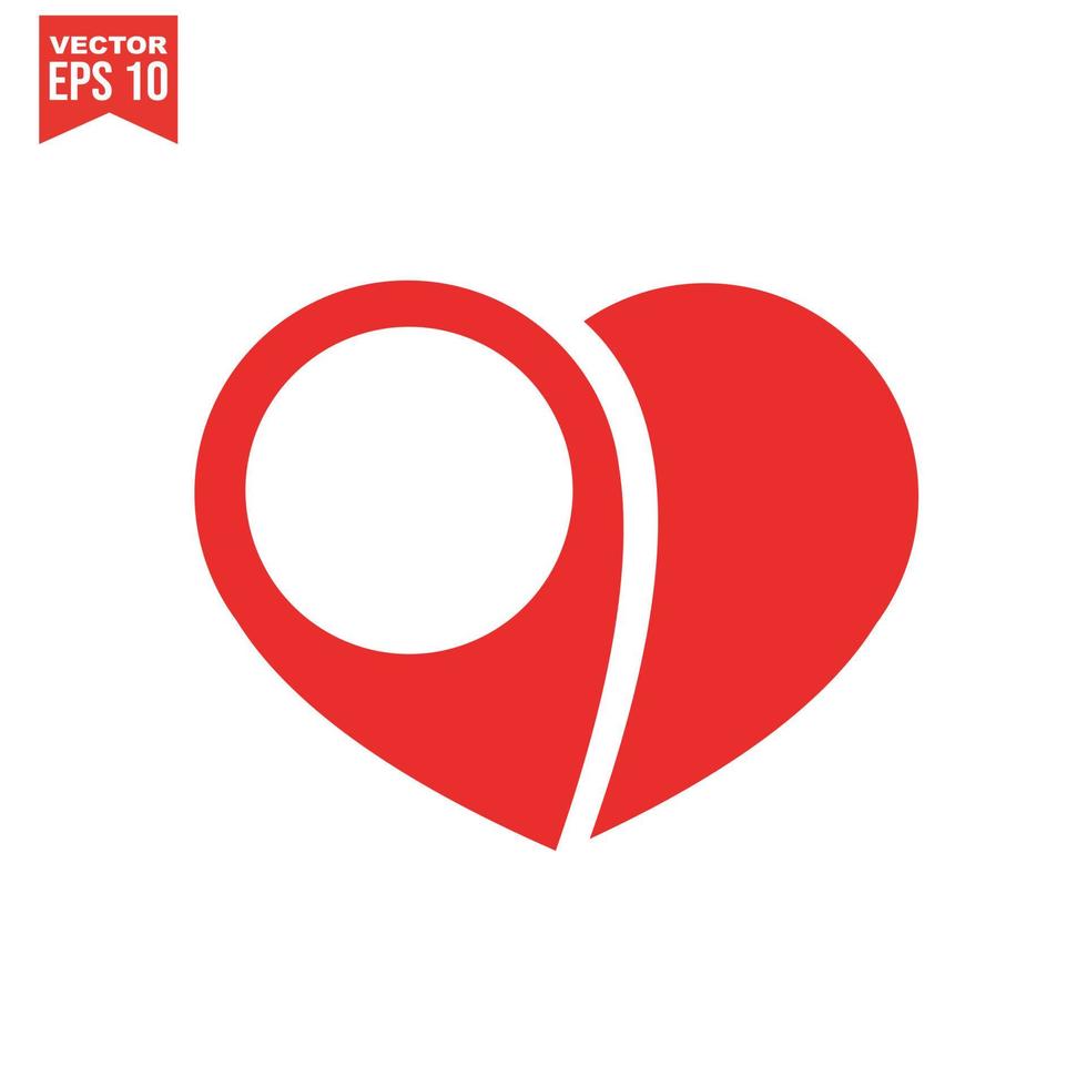 Red heart icon on white background. Love logo heart illustration. vector