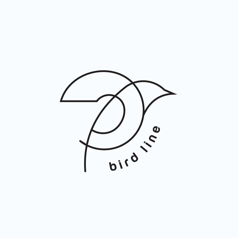 Flying bird continuous line drawing elements set isolated on white background for logo or decorative element. Vector illustration of animal form in trendy outline style.