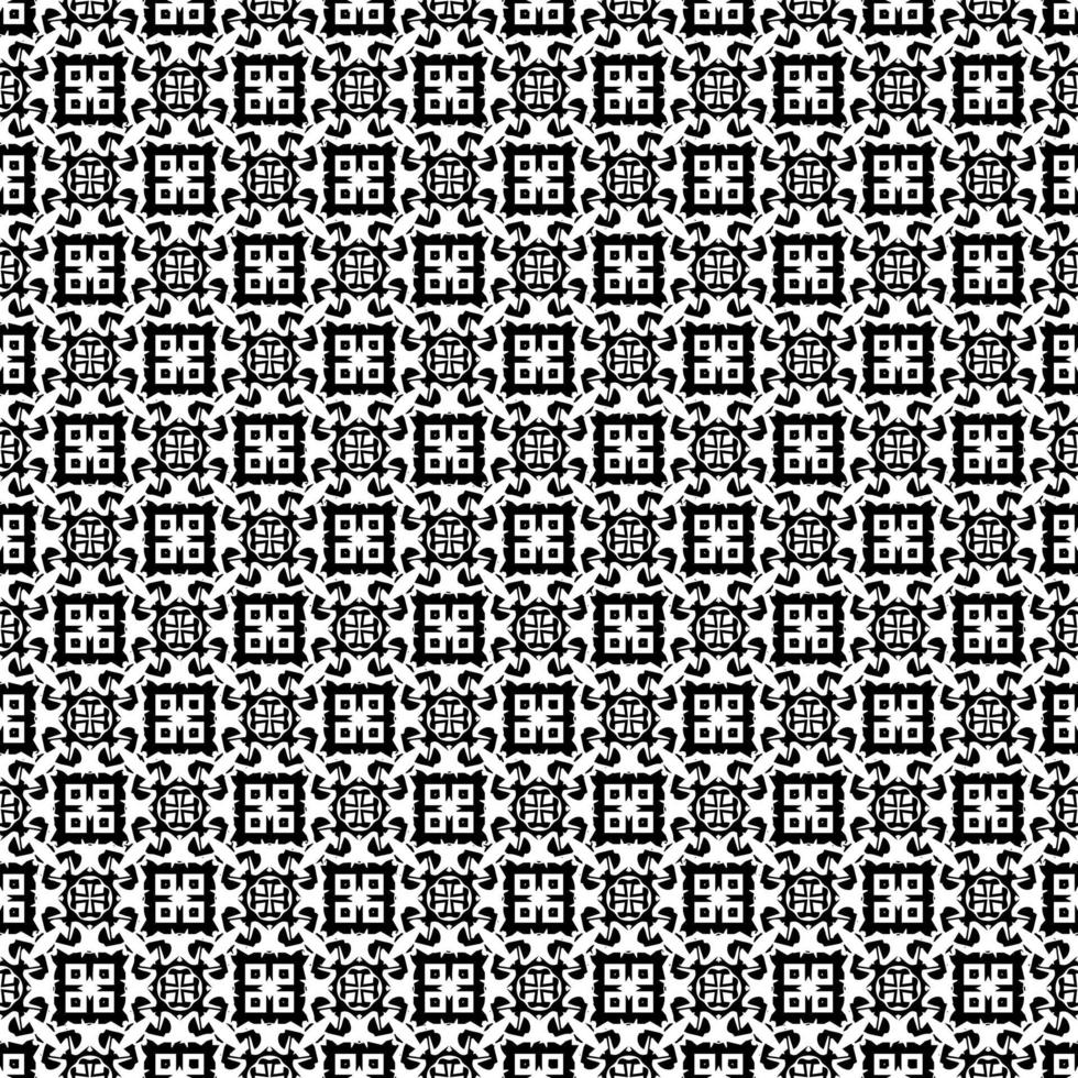 Black and white seamless pattern texture. Greyscale ornamental graphic design. Mosaic ornaments. Pattern template. Vector illustration. EPS10.