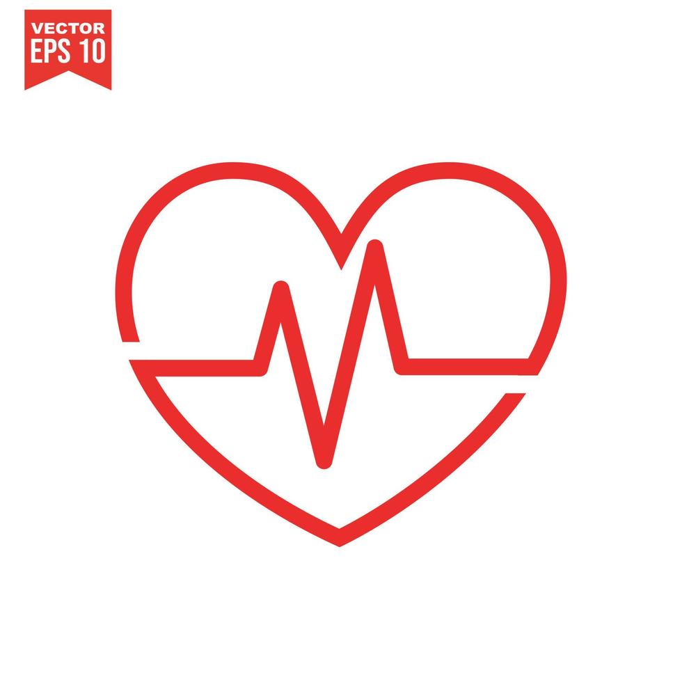 heart icon with sign heartbeat. Vector illustration. Heart sign in flat design.