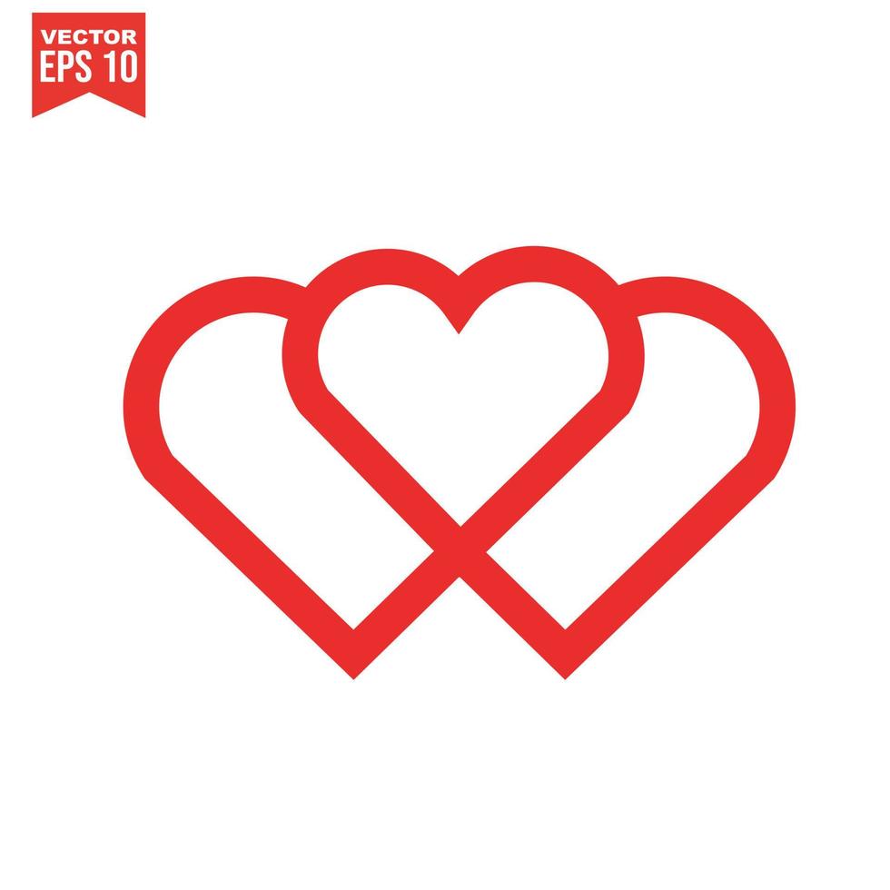 Red heart icon on white background. Love logo heart illustration. vector