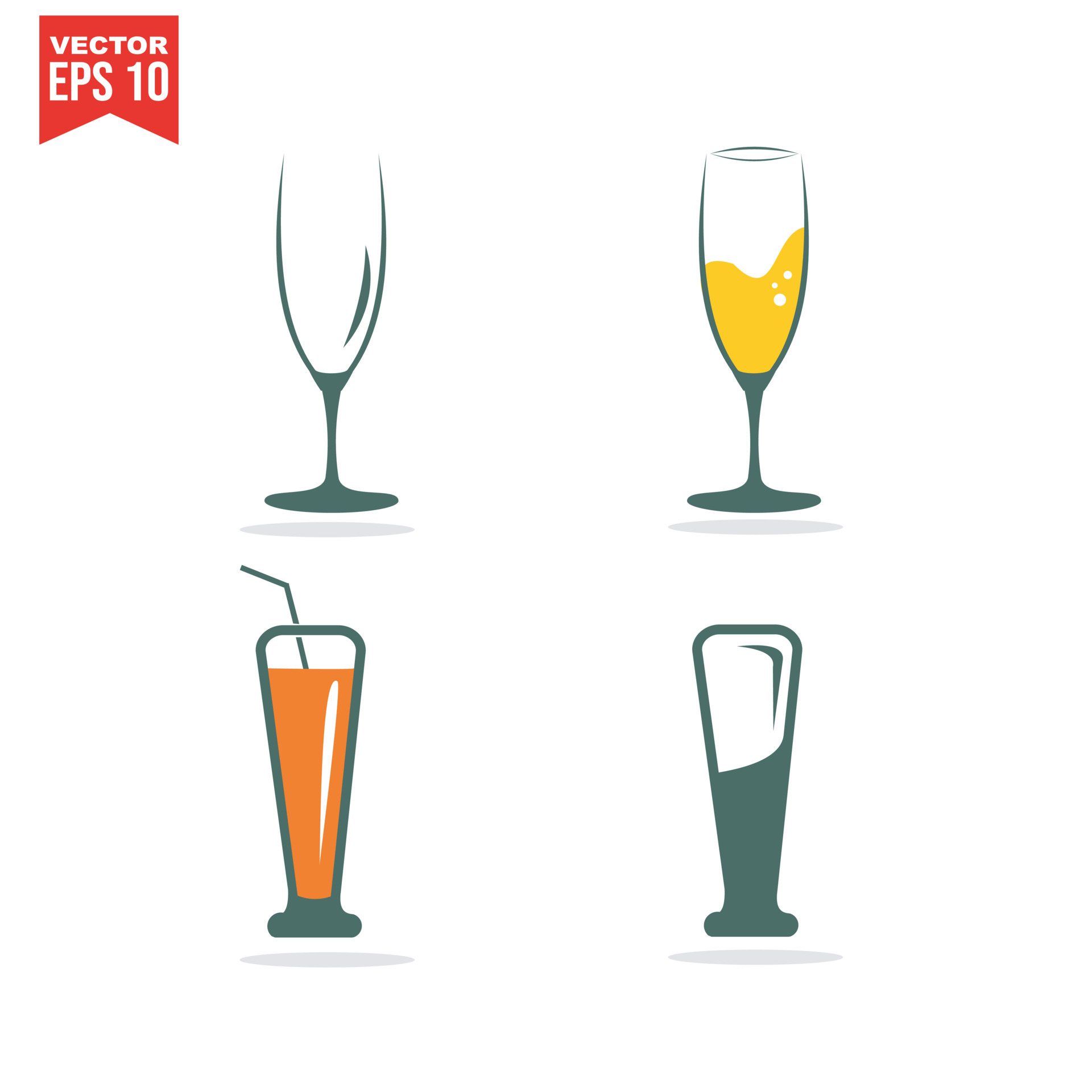 Free Vector  Drinks glasses set