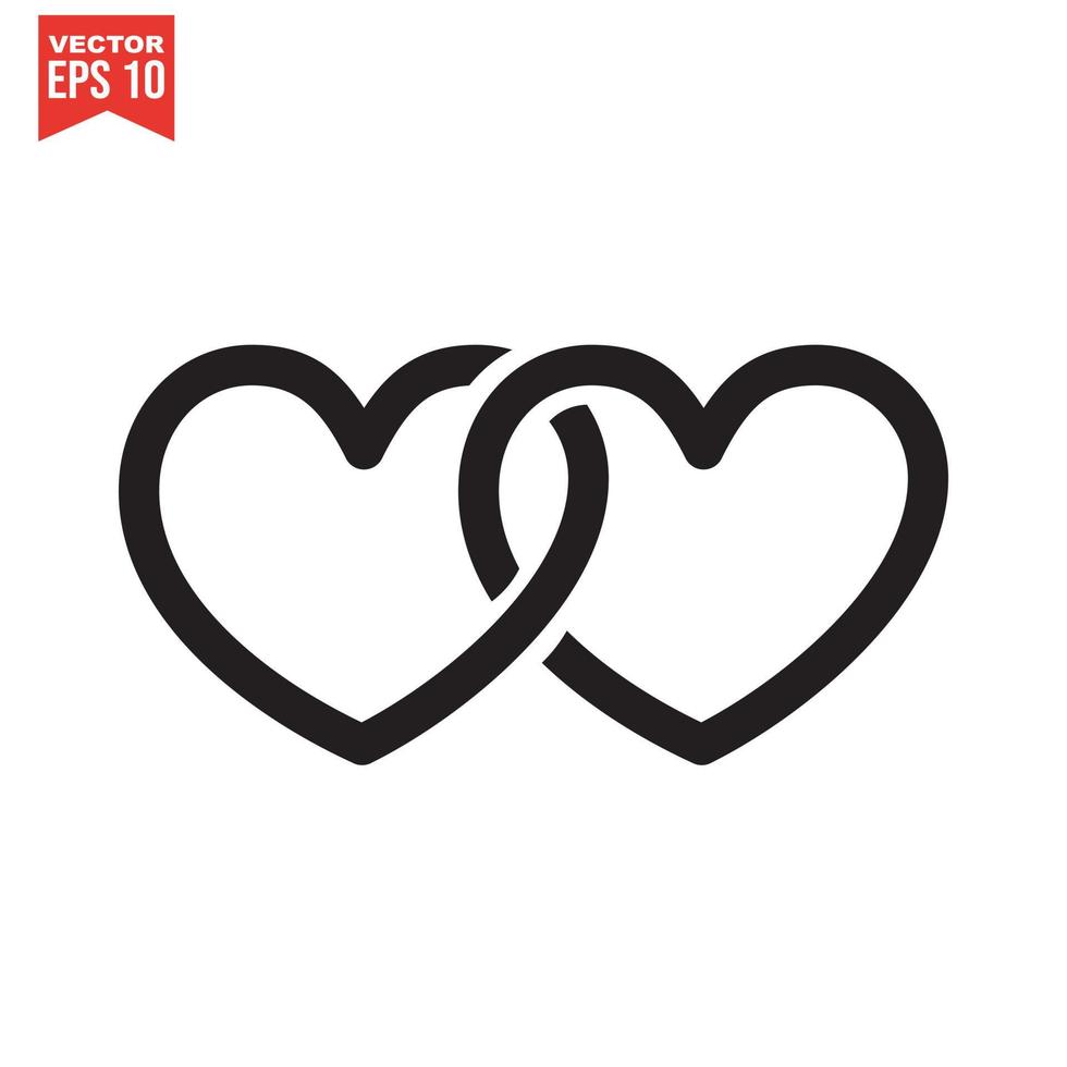 black heart icon on white background. Love logo heart illustration. vector