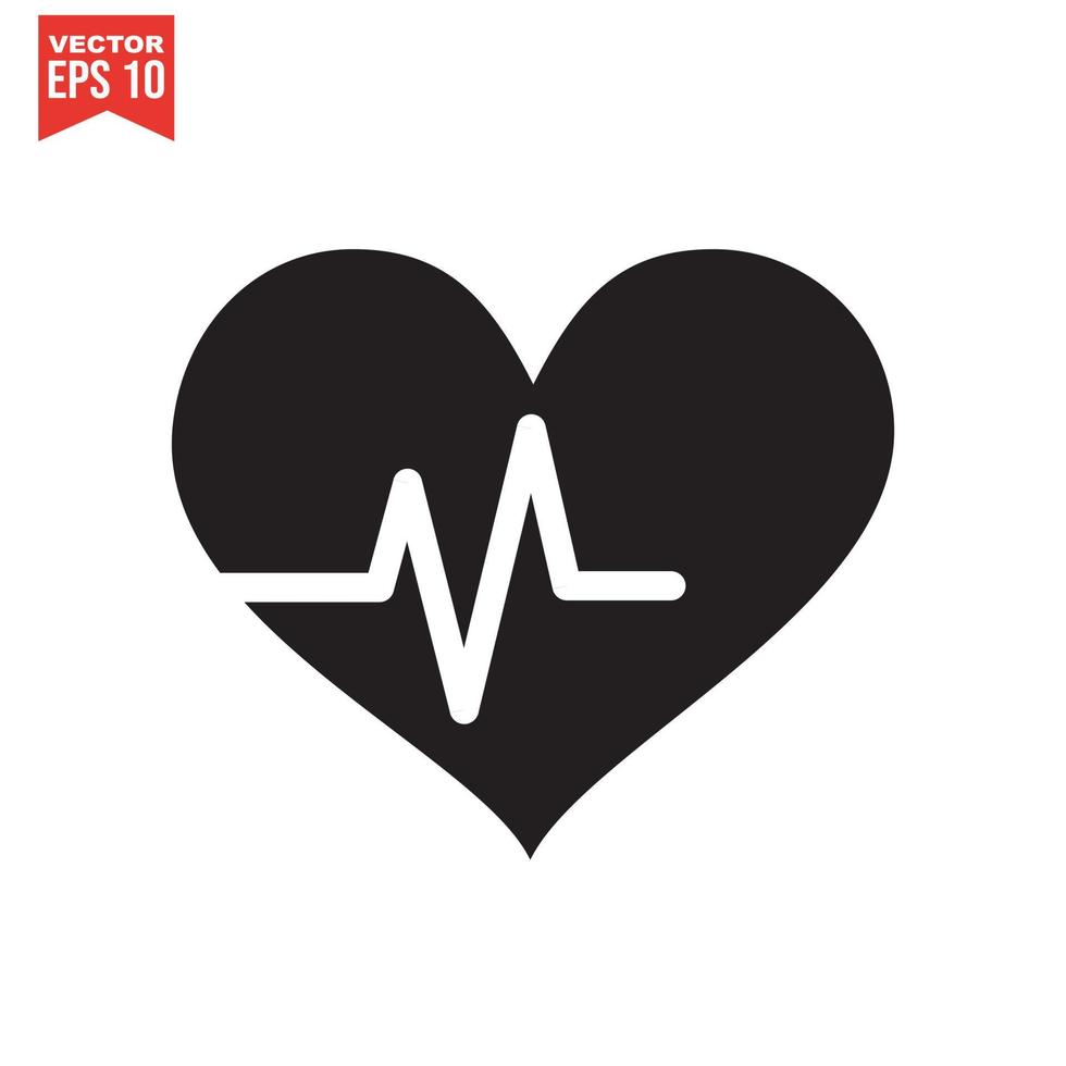 heart icon with sign heartbeat. Vector illustration. Heart sign in flat design.