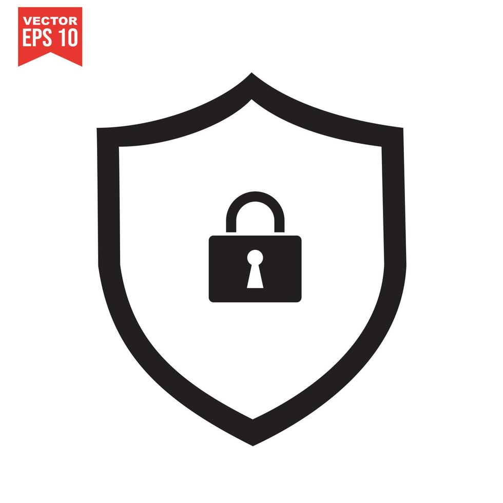 Set of security shield icons, security shields logotypes with check mark and padlock. Security shield symbols. Vector illustration.