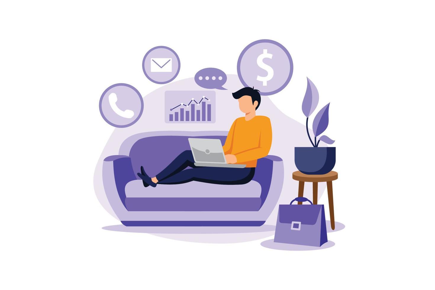 Work home office illustration exclusive design inspiration vector