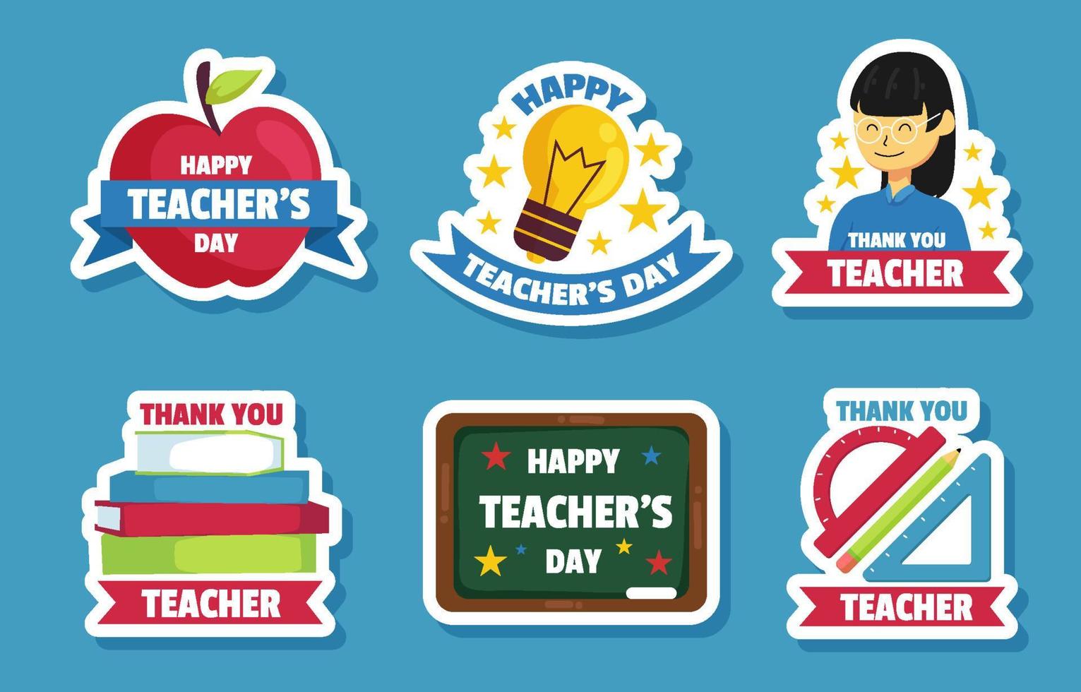 National Teacher Day Sticker Set vector