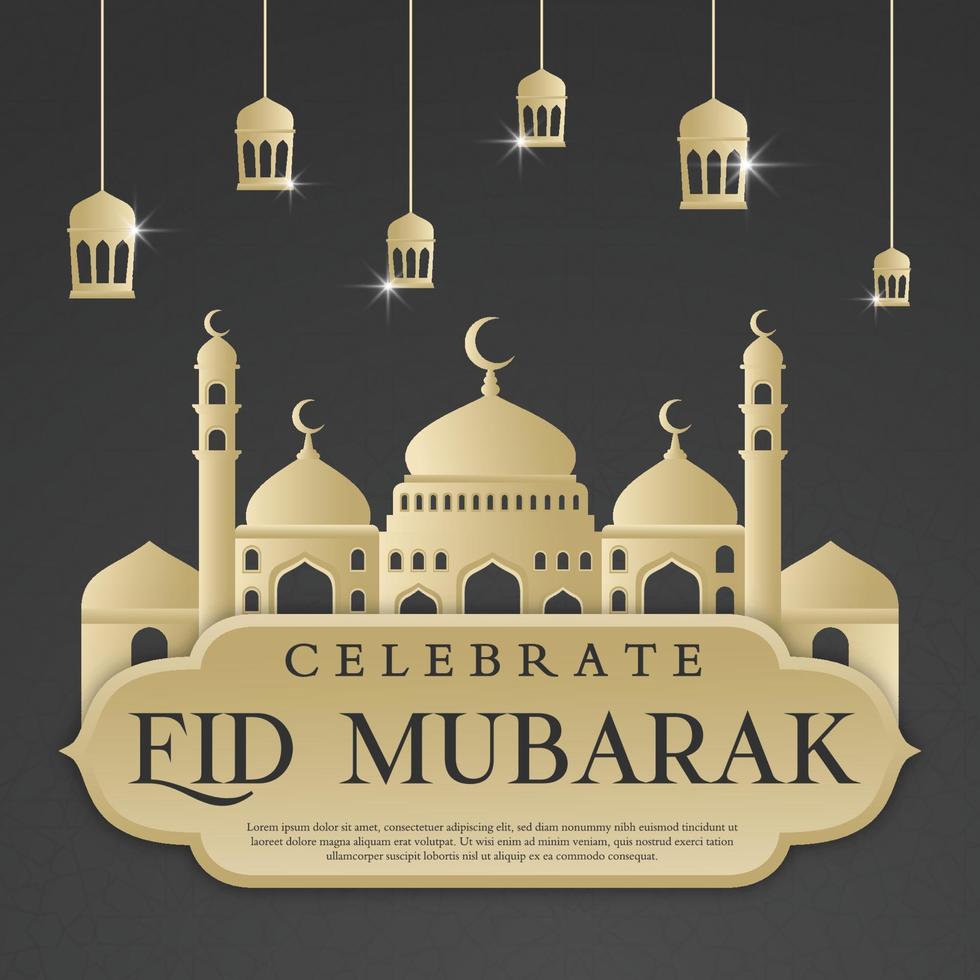 diseño de fondo islámico eid mubarak con uso de estilo moderno y árabe para contenido de redes sociales y anuncios publicitarios, ramadan kareem, hari raya, eid fitr, eid adha, hajj, umrah vector