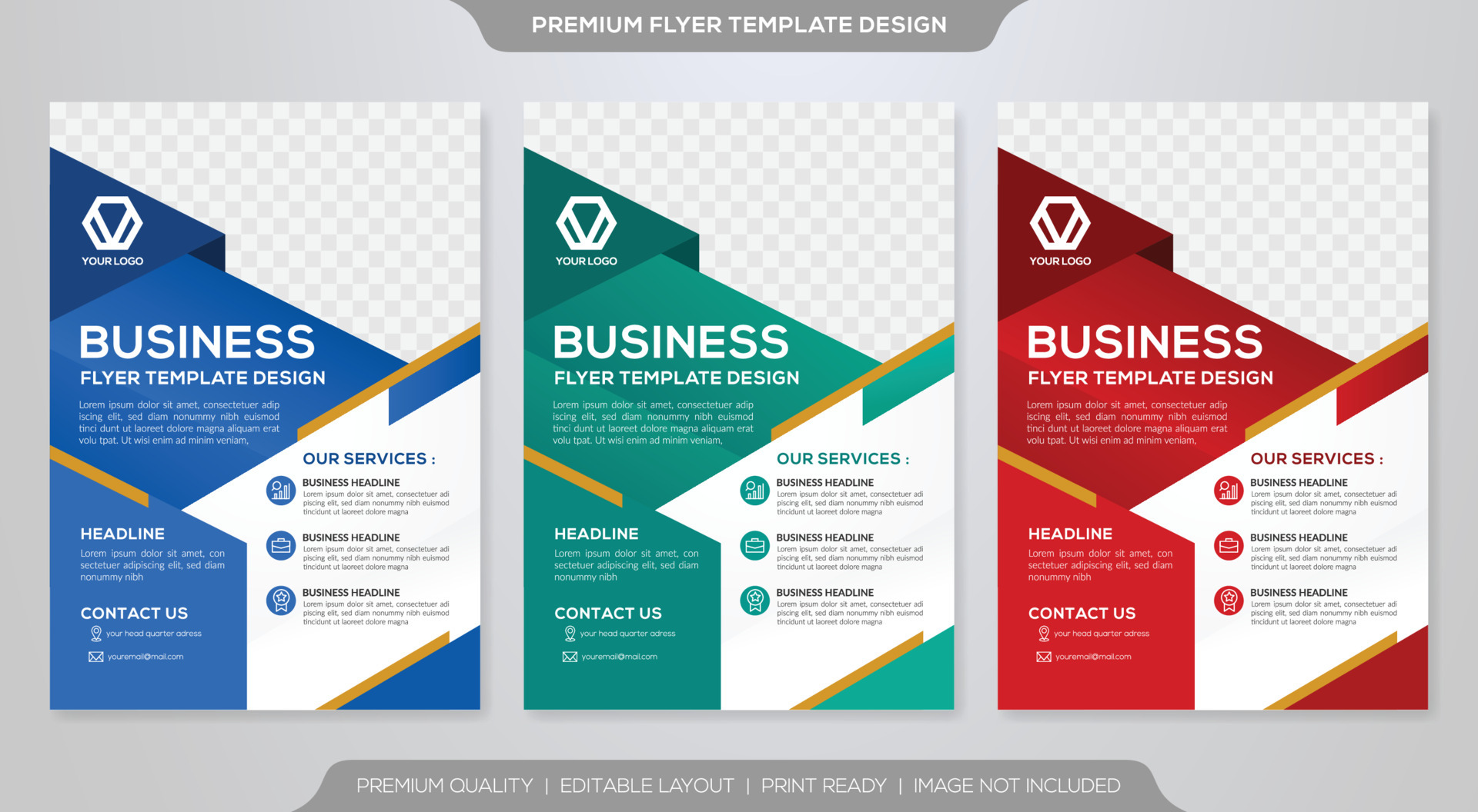 set of business flyer template design with abstract concept and ...