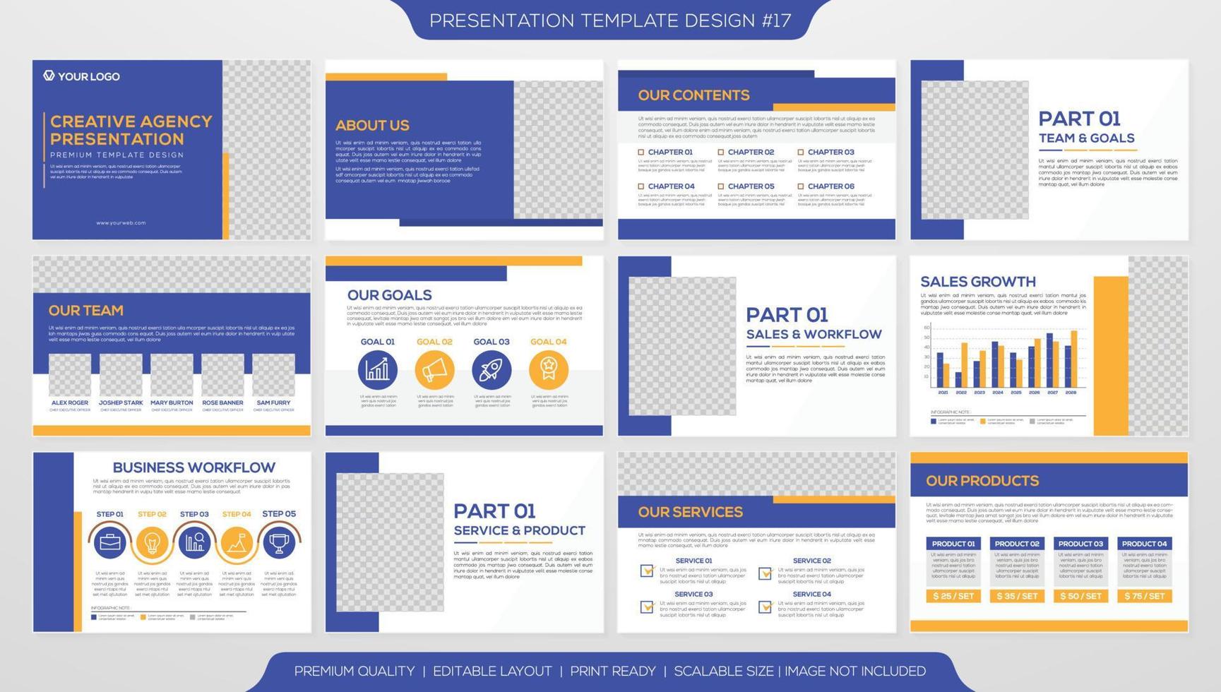 conjunto de diseño de plantilla de presentación corporativa con concepto minimalista y uso de diseño moderno para informe anual y perfil comercial vector