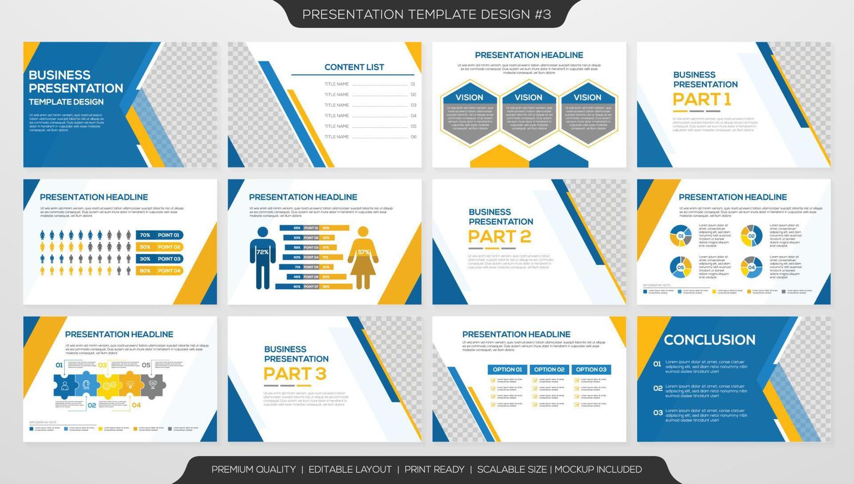 set of corporate presentation template design with minimalist concept and modern layout use for annual report and business profile vector