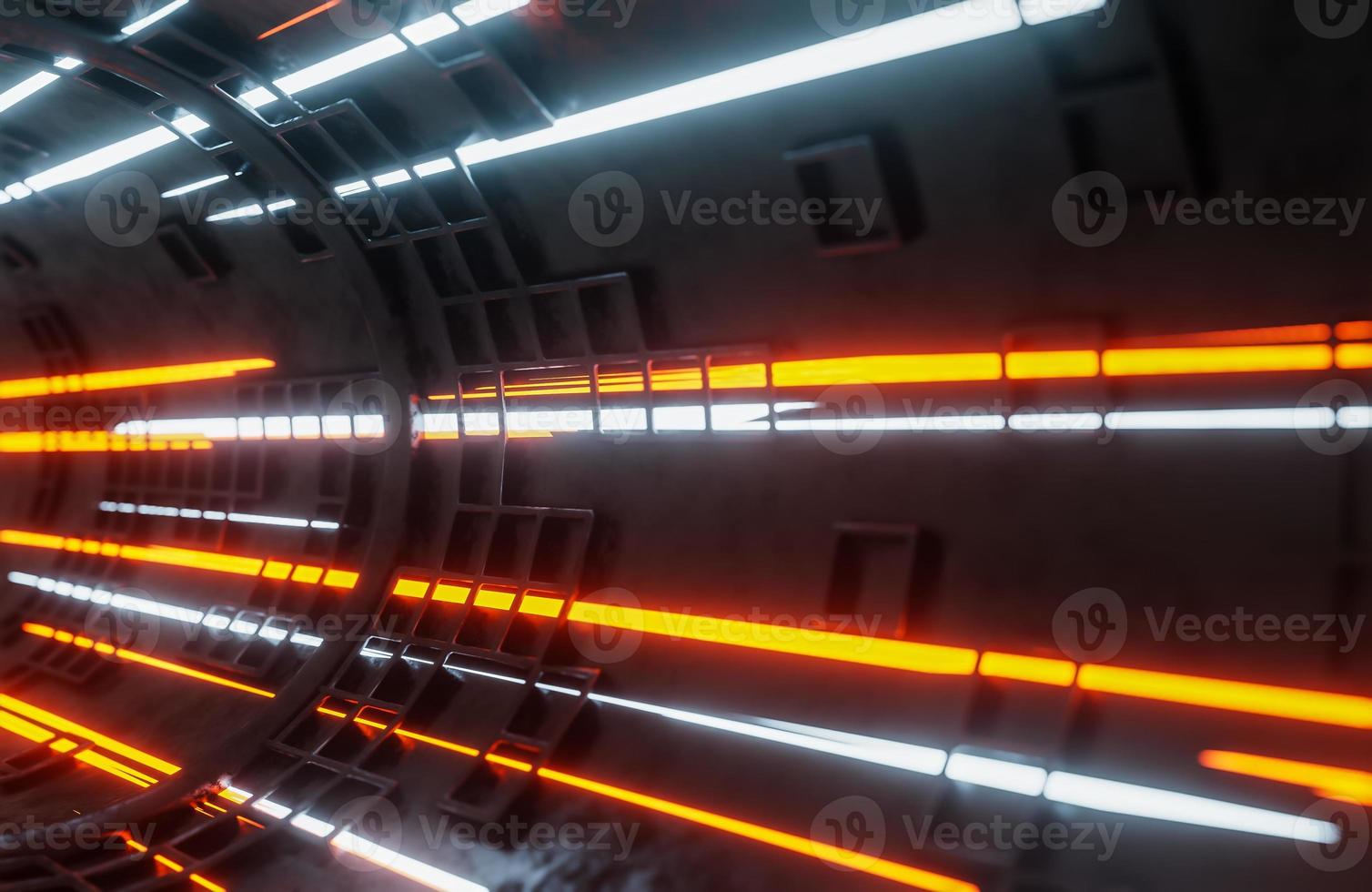 Moving light beams in sci-fi tunnel.,digital background.,3d model and illustration. photo