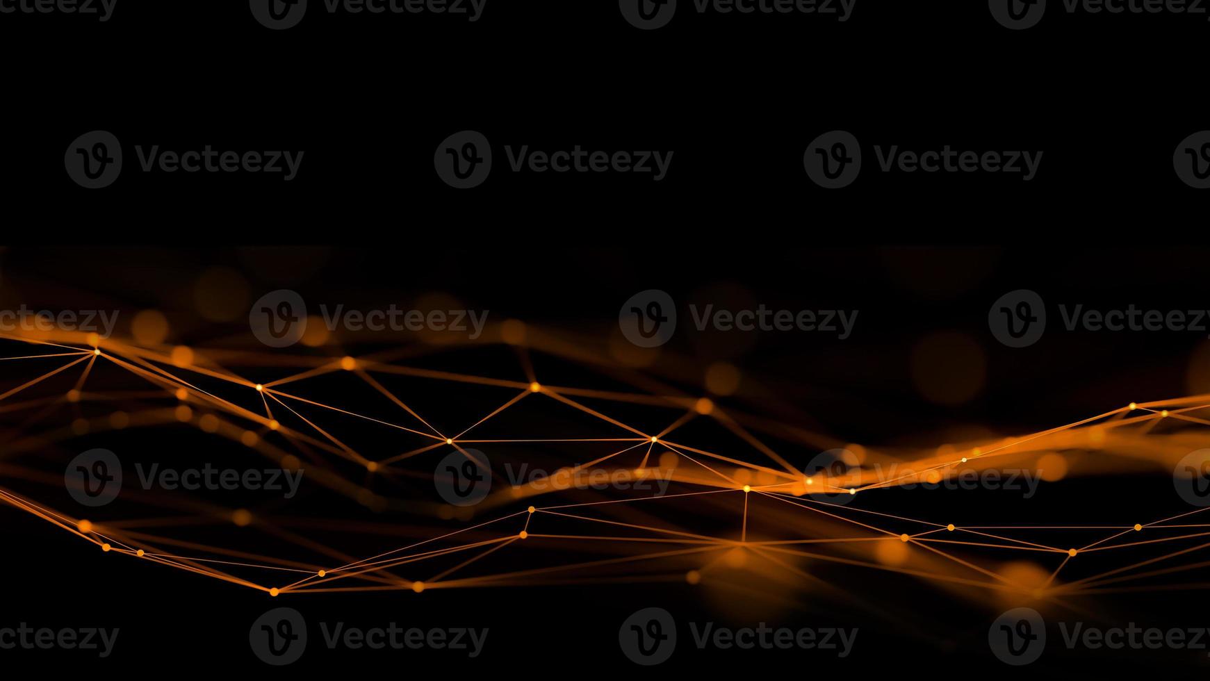 Orange abstract digital technology background with network connection lines.,3d model and illustration. photo