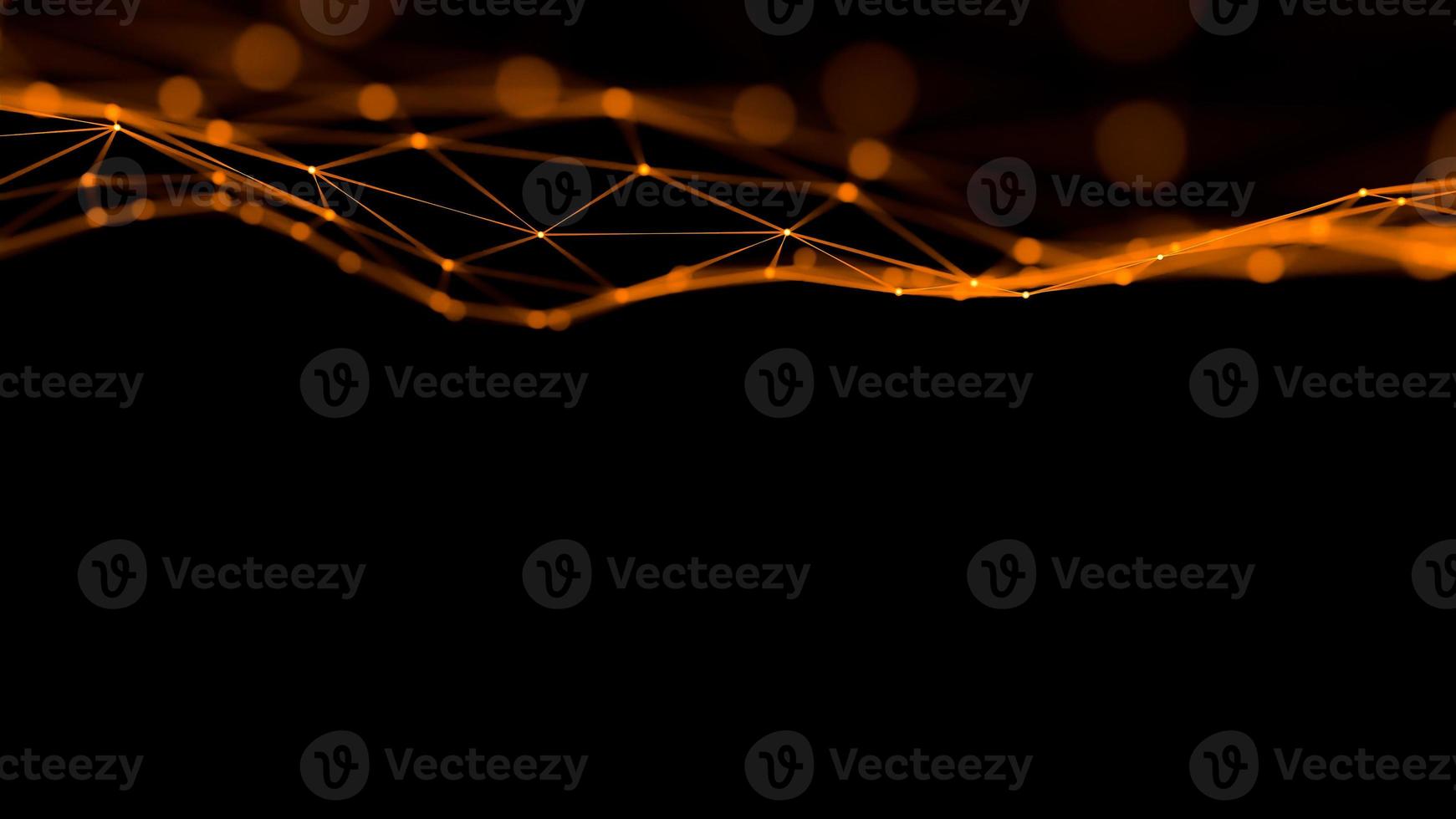 Orange abstract digital technology background with network connection lines.,3d model and illustration. photo