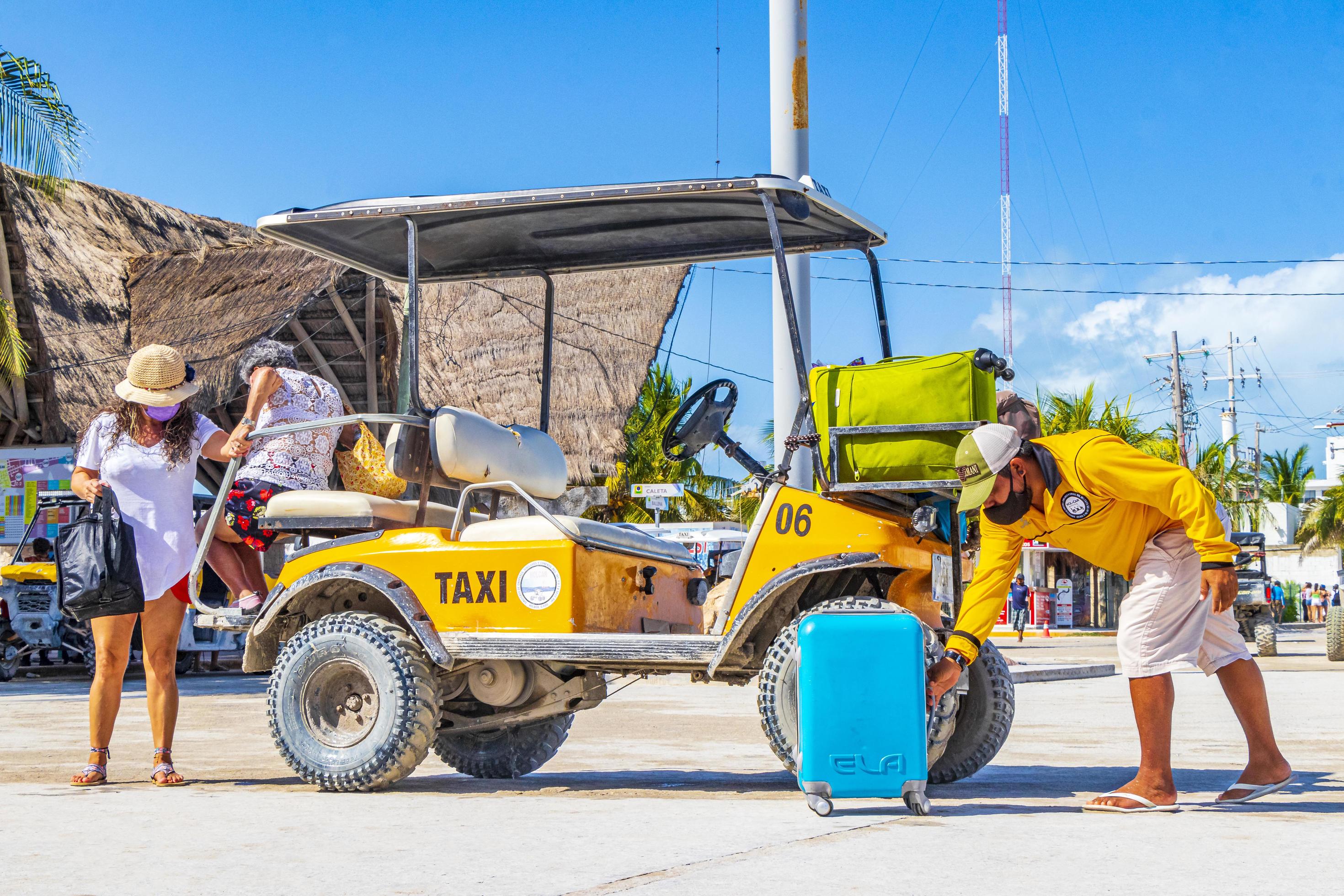 Holbox Mexico 21. December 2021 Golf cart taxi cars carts and service