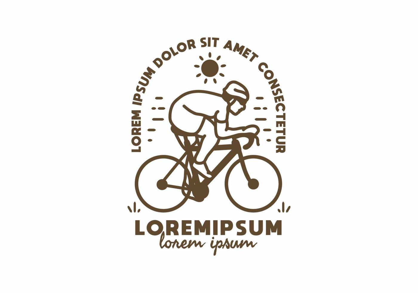 Fast bicycle line art with lorem ipsum text vector