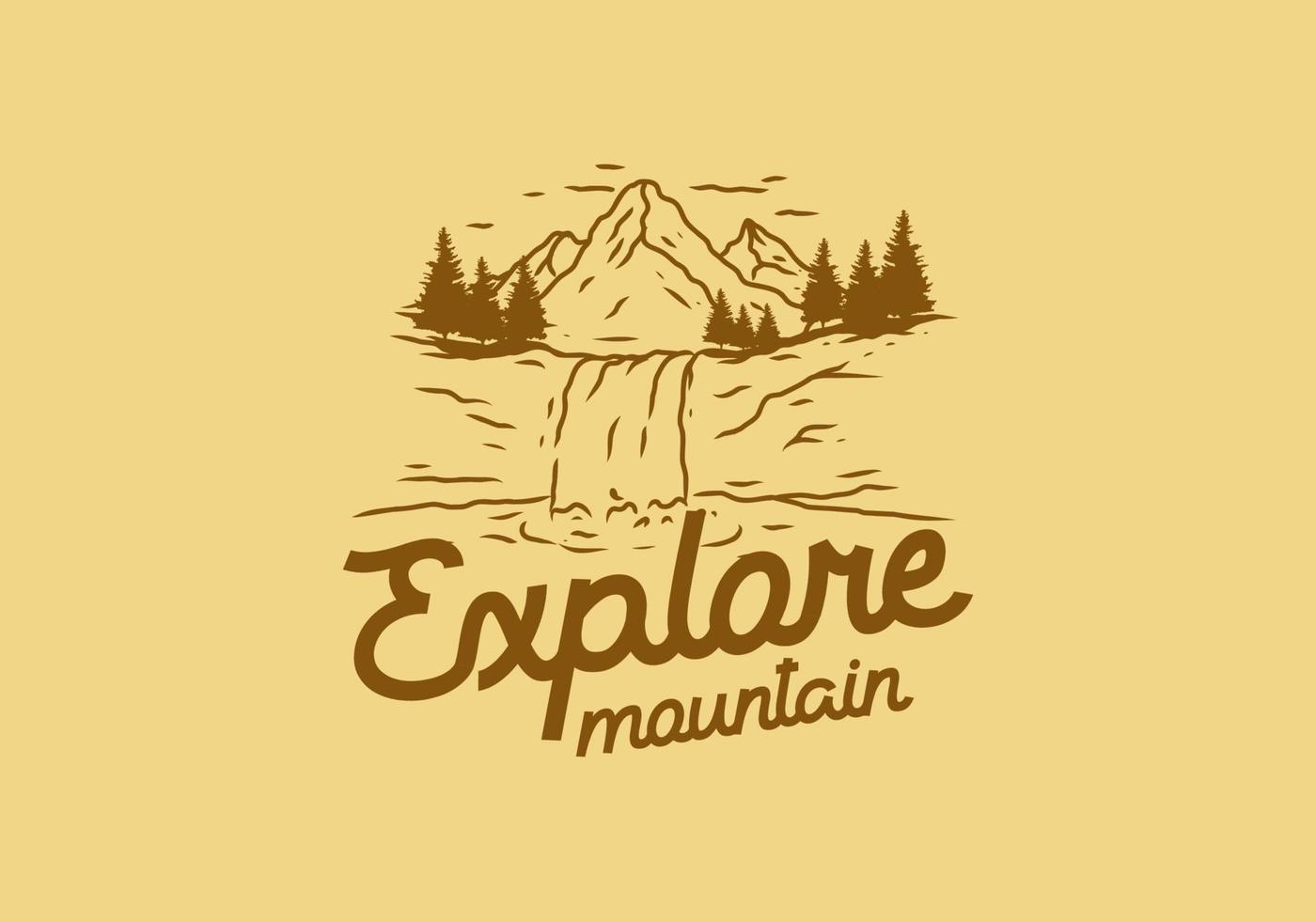 explorar el dibujo de ilustración vintage de montaña vector