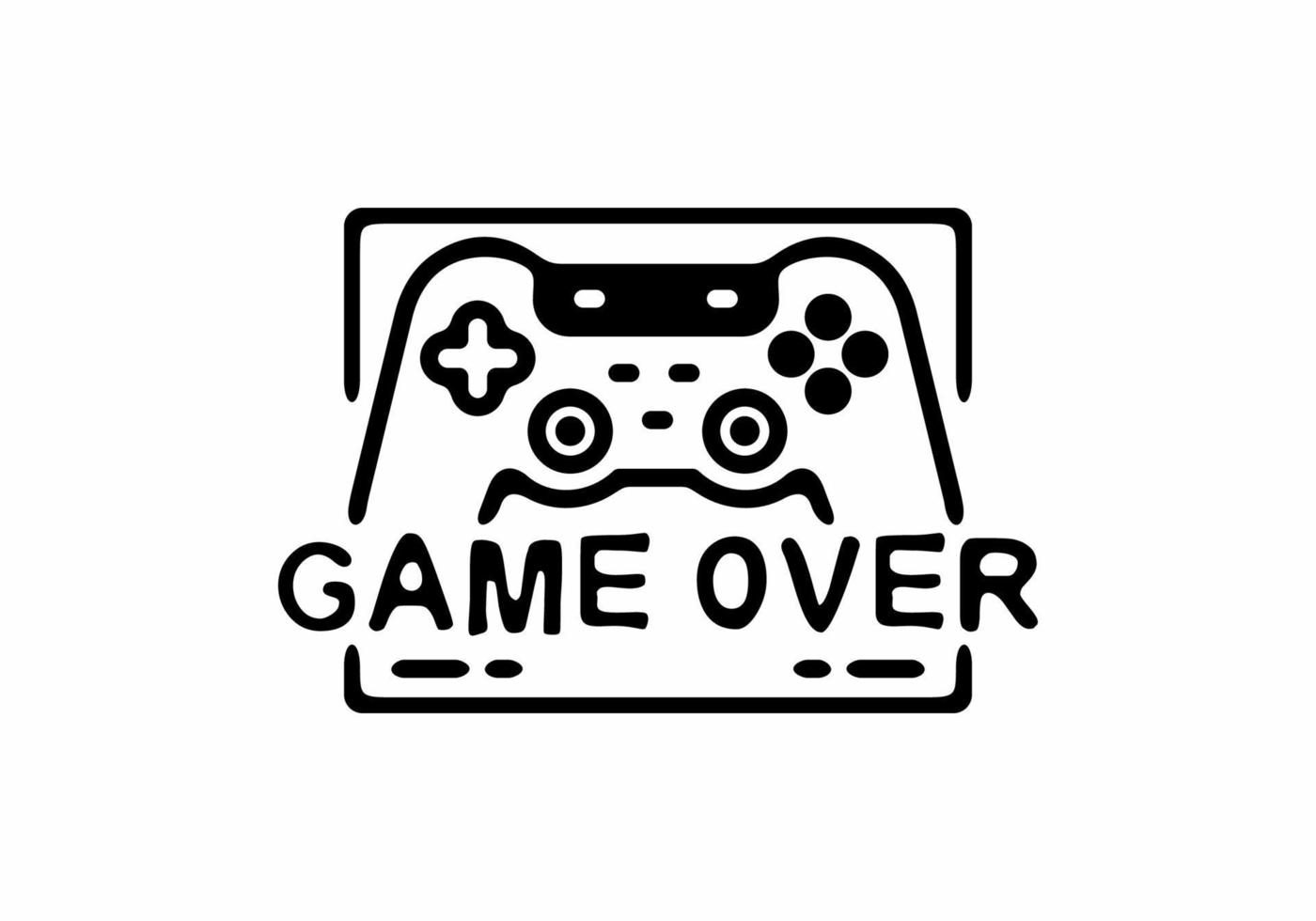 Game over line art illustration with joystick vector