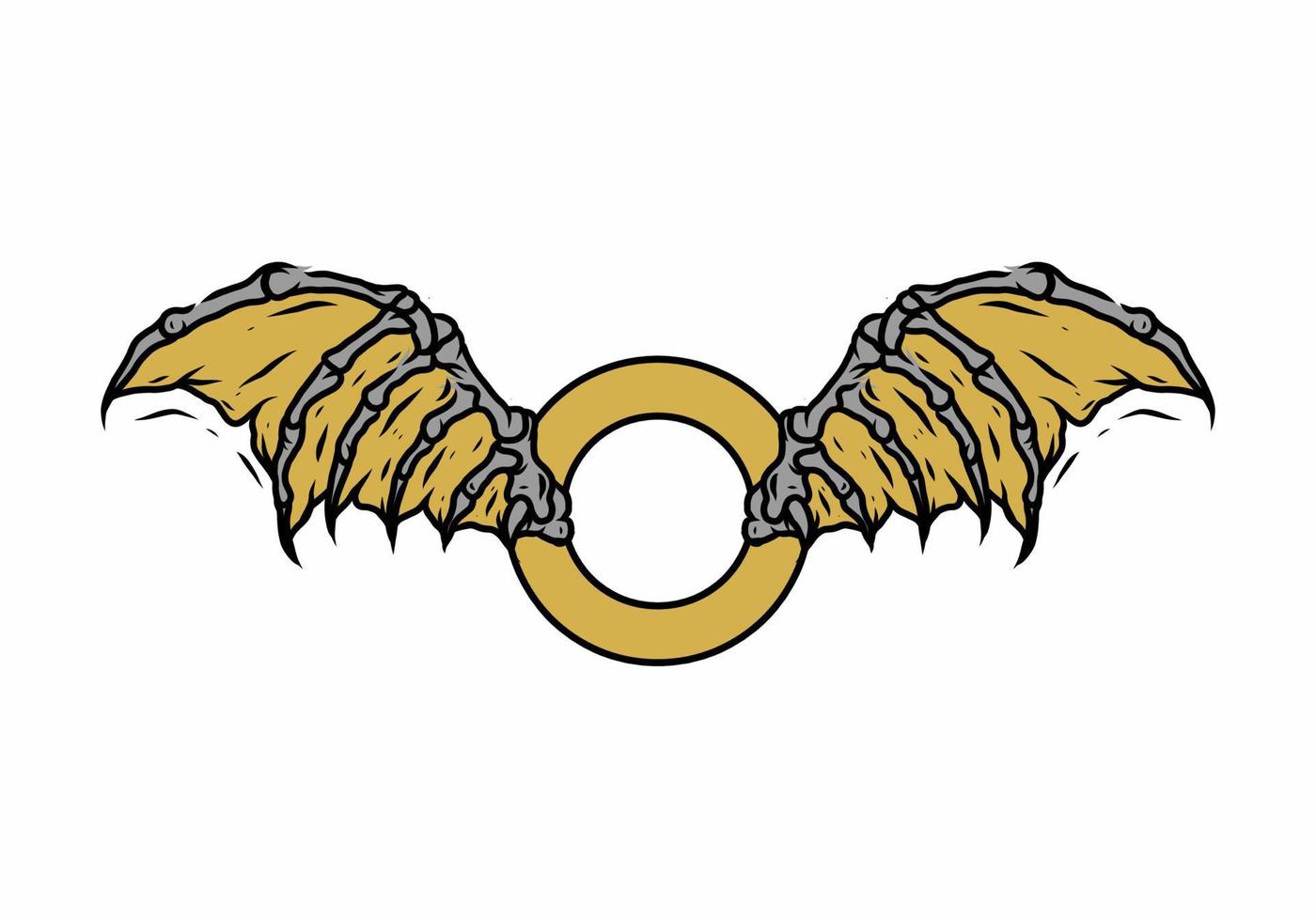 color negro dorado de la letra inicial o con alas antiguas vector