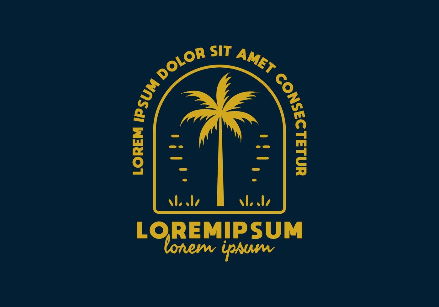Gold color of coconut tree with lorem ipsum text vector