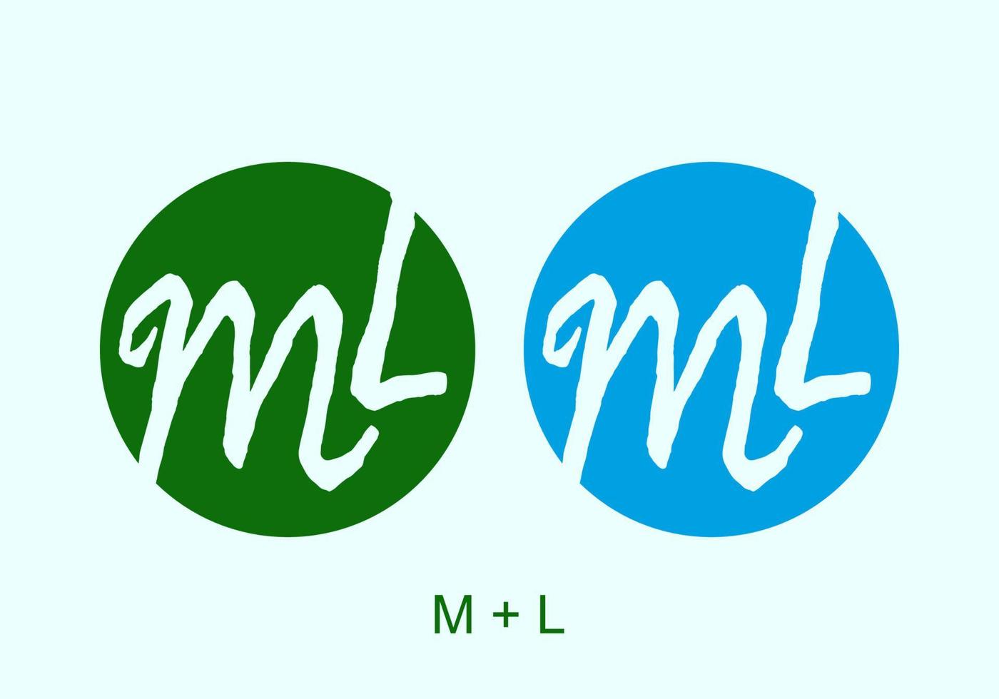 color verde y azul de la letra inicial ml vector