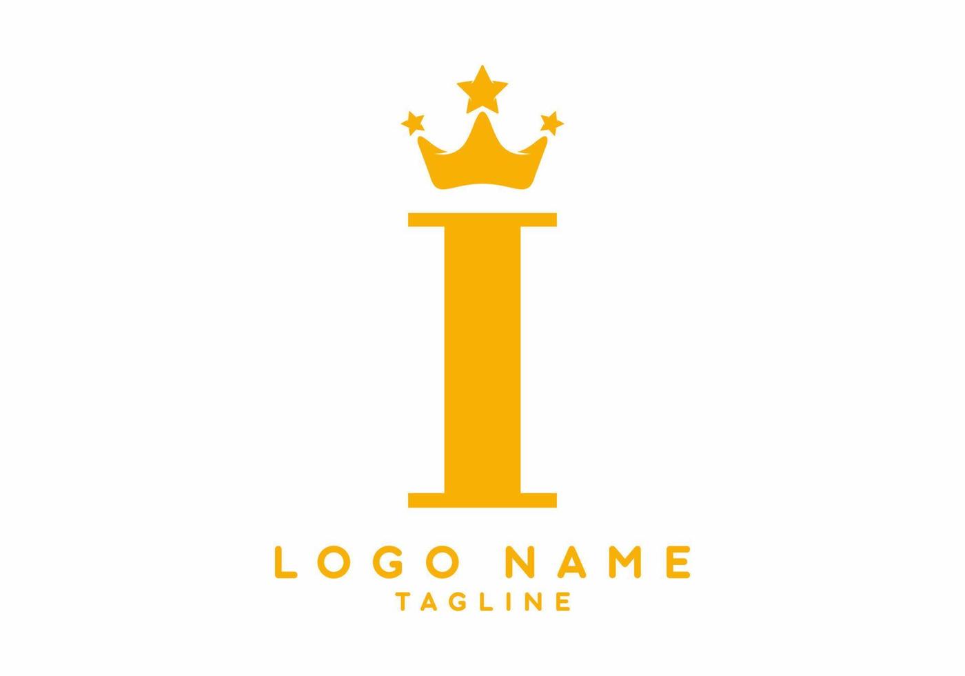 Gold i initial letter with crown logo vector