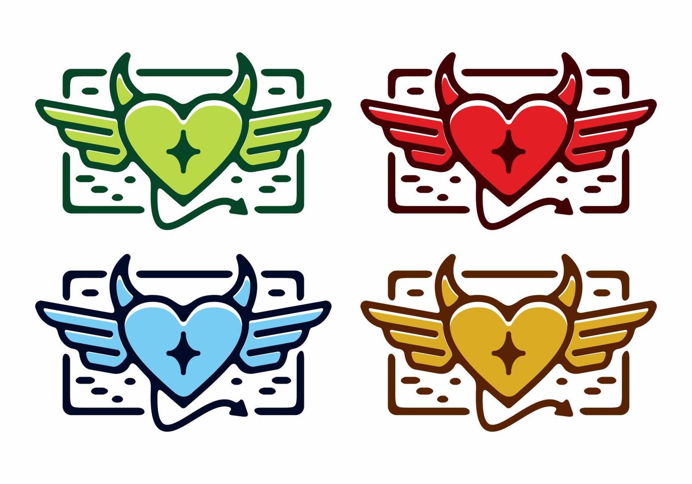 Full color of devil love sign with horn and wings vector