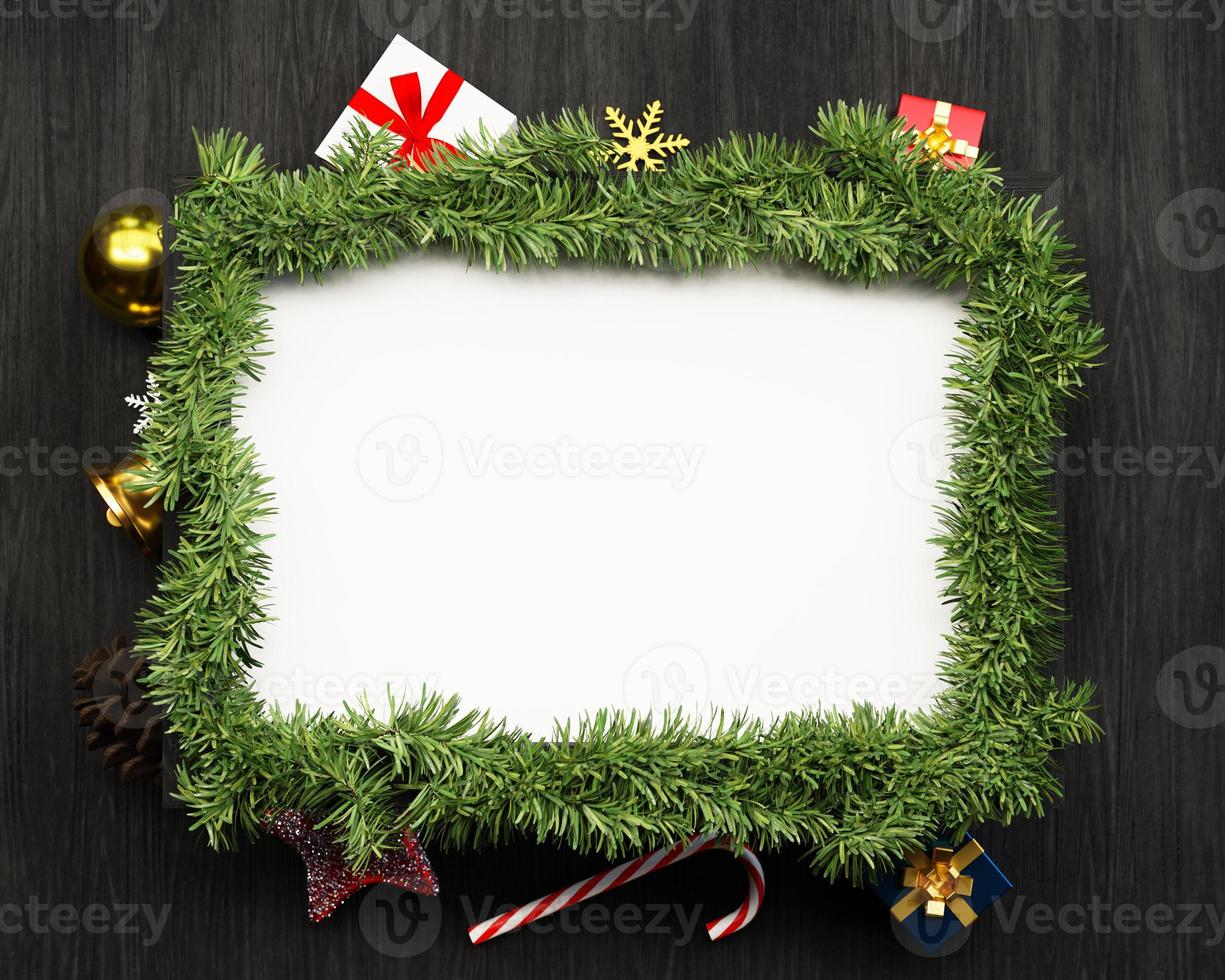 fondo de navidad y decoración con marco de fotos vacío