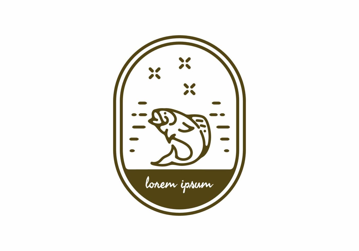 Fish in oval shape line art vector