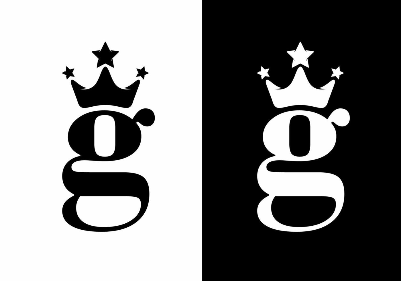 g letra inicial con logotipo de corona en blanco y negro vector