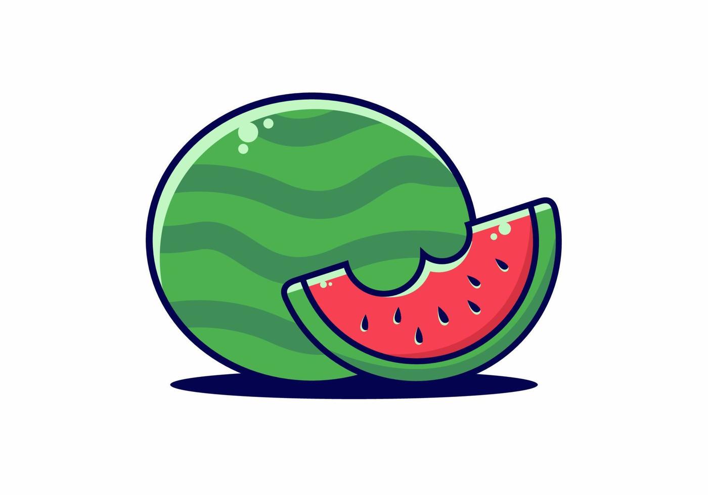 fruta fresca de sandía verde roja vector