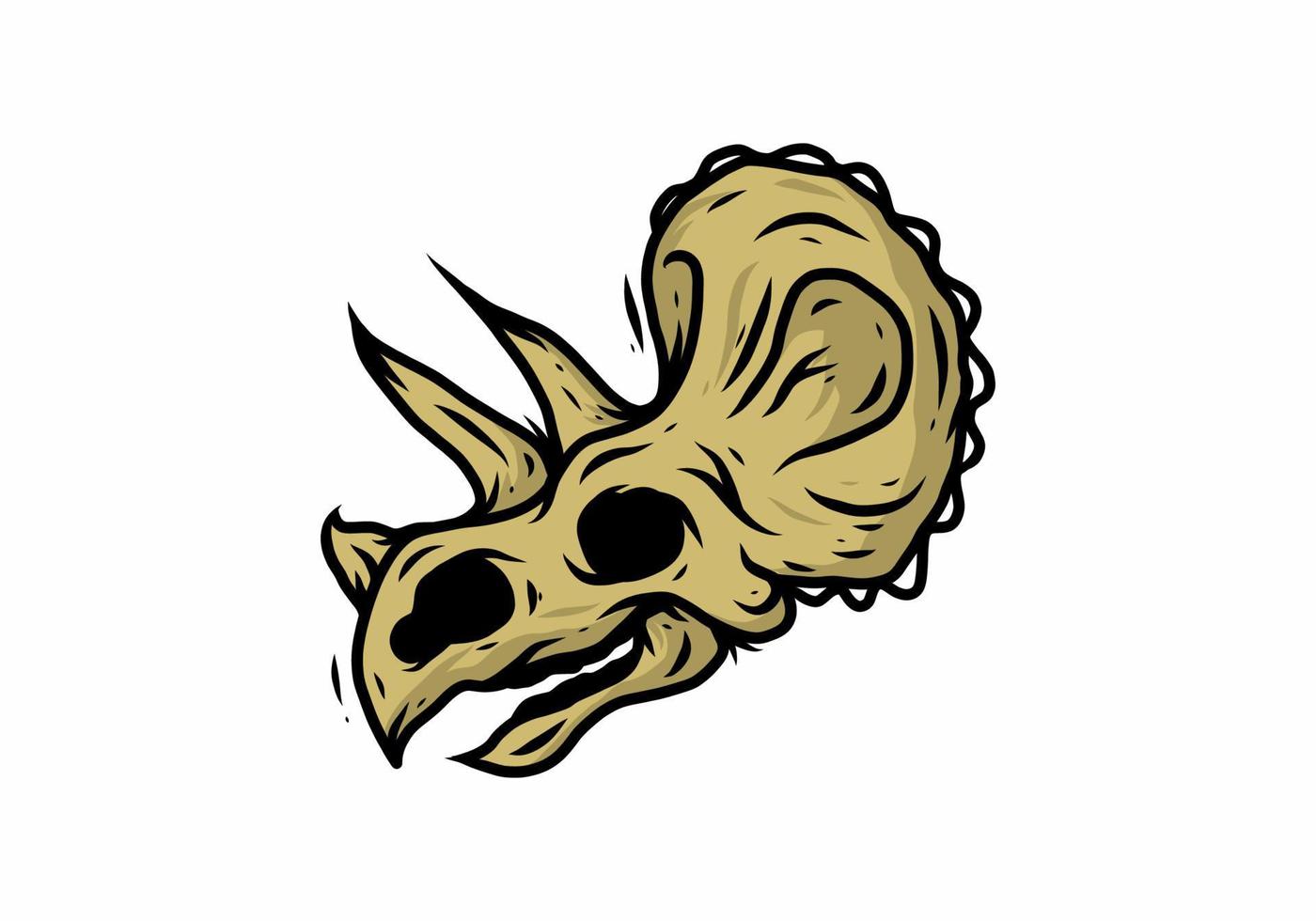 Gold color of dinosaur skeleton head illustration vector