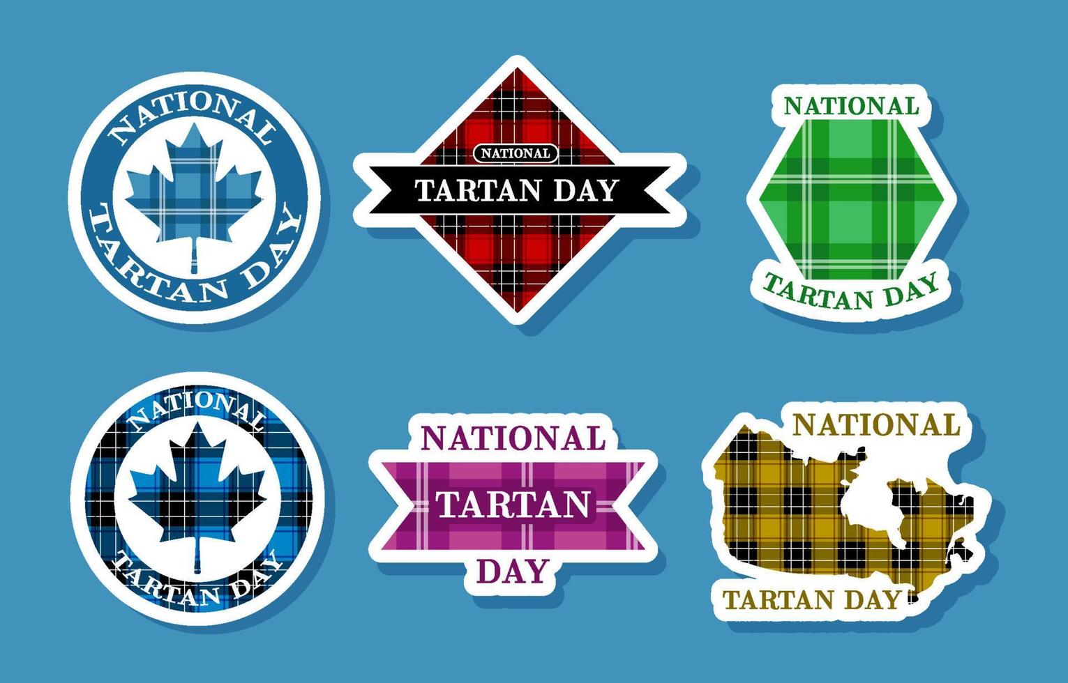 National Tartan Day Sticker Set vector