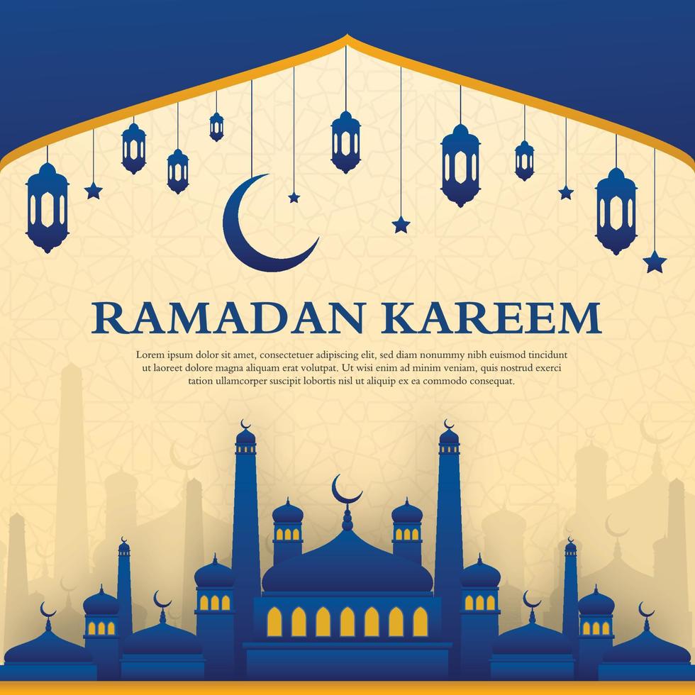 diseño de fondo islámico ramadan kareem con uso de estilo moderno y árabe para contenido de redes sociales y anuncios publicitarios vector