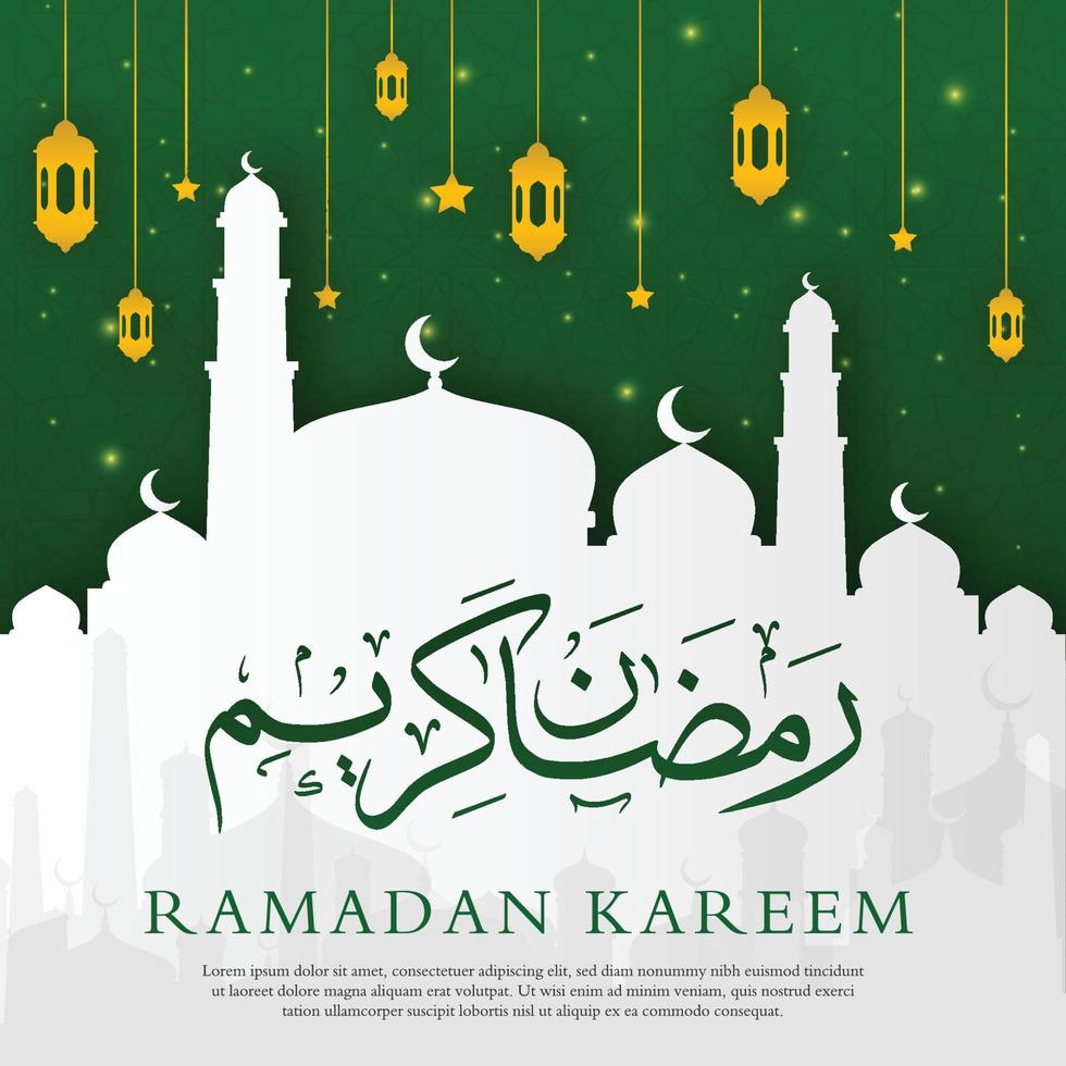 diseño de fondo islámico ramadan kareem con uso de estilo moderno y árabe para contenido de redes sociales y anuncios publicitarios, eid mubarak, hari raya, eid fitr, eid adha, hajj, umrah vector