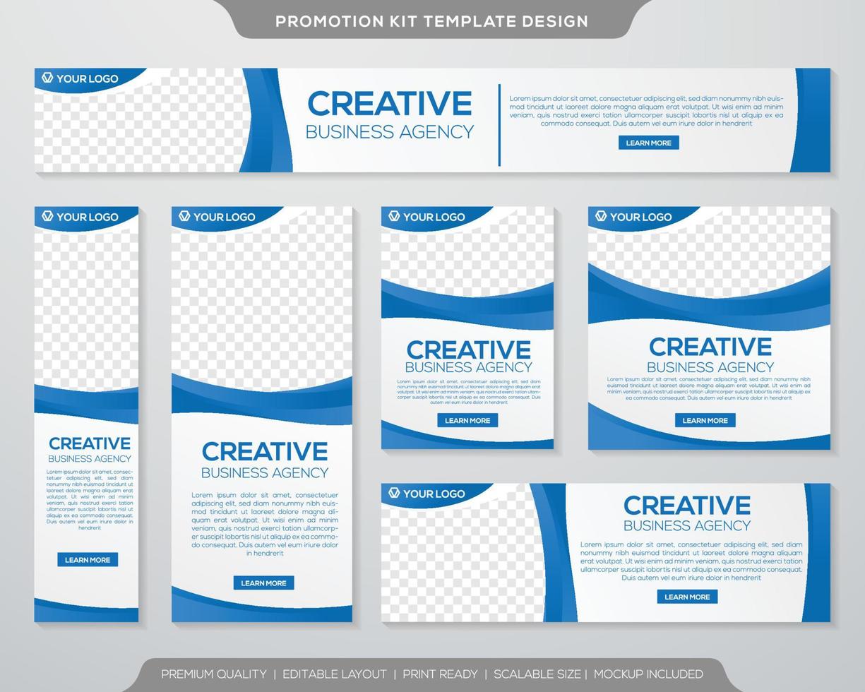 set of promotion kit banner template design with modern and minimalist concept user for web page, ads, annual report, banner, background, backdrop, flyer, brochure, card, poster, presentation lauyout vector