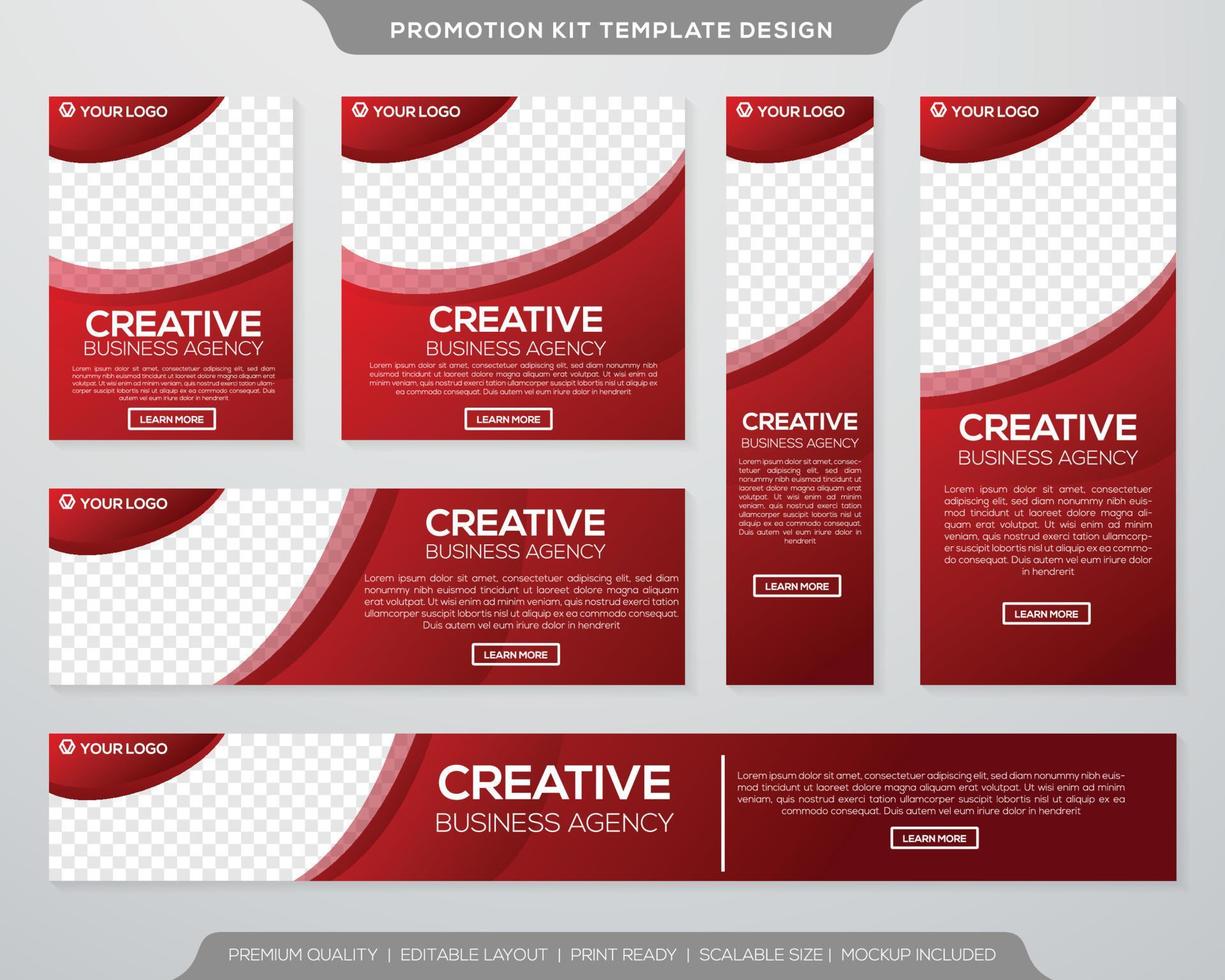 set of promotion kit banner template design with modern and minimalist concept user for web page, ads, annual report, banner, background, backdrop, flyer, brochure, card, poster, presentation lauyout vector