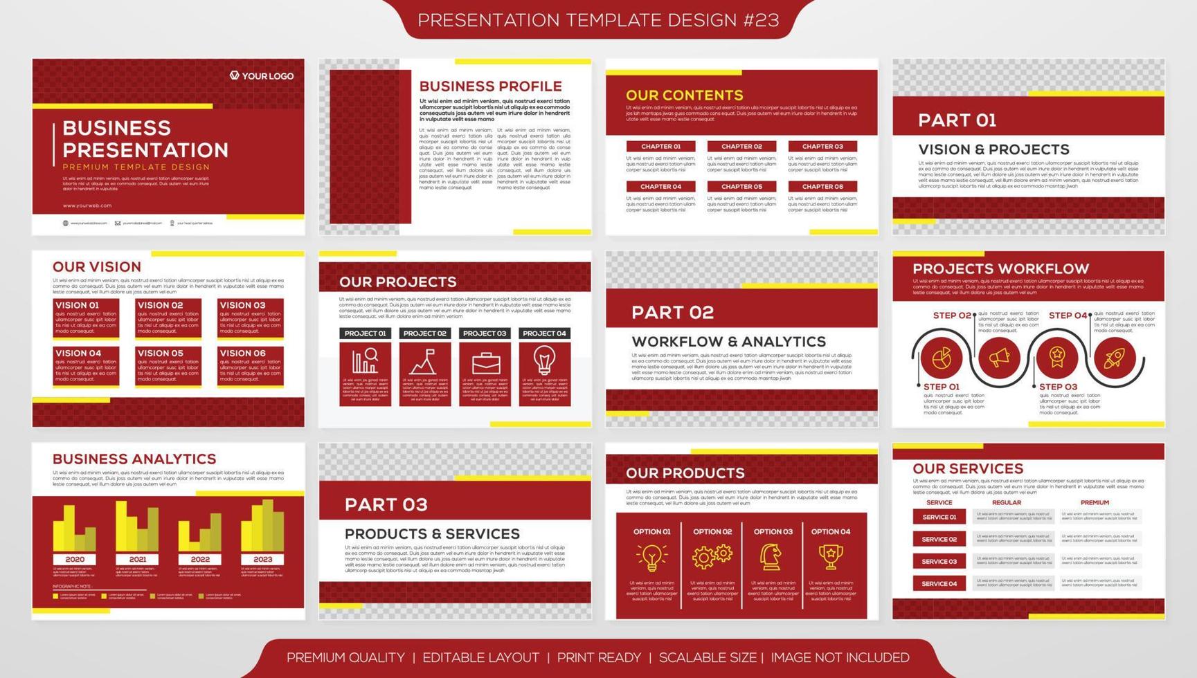 conjunto de diseño de plantilla de presentación corporativa con concepto minimalista y uso de diseño moderno para informe anual y perfil comercial vector