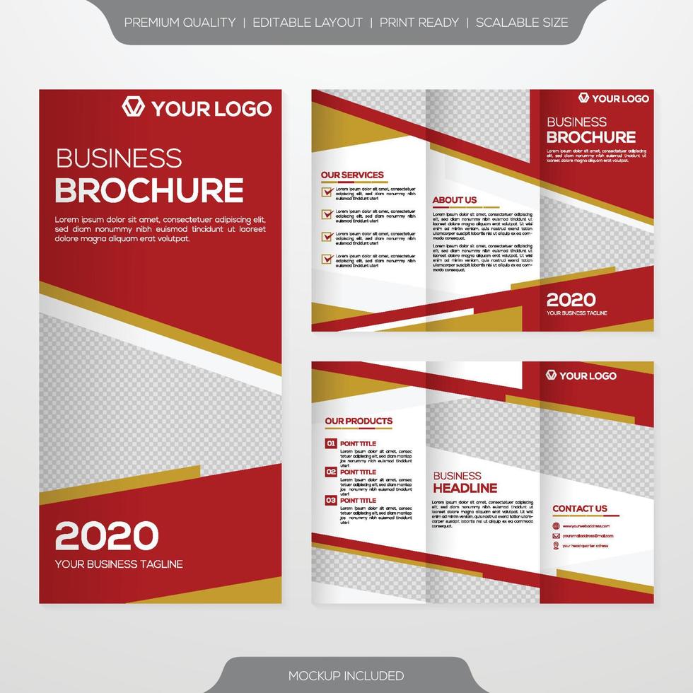 trifold brochure template design with modern style and minimalist layout concept vector